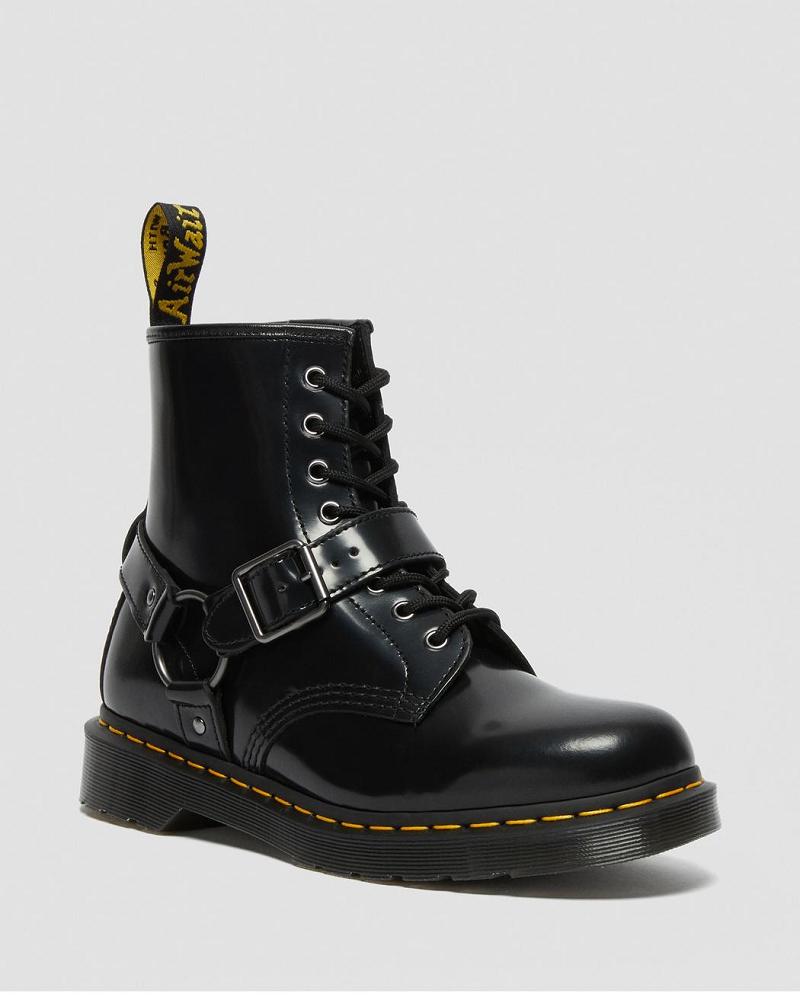 Dr Martens 1460 Harness Læder Snørestøvler Dame Sort | DK 165RVD